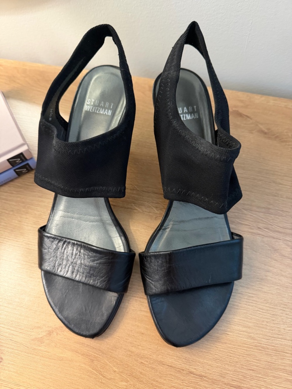 Stuart Weitzman Black Slingback kitten heel shoe